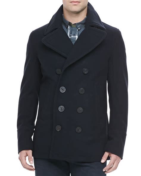 burberry brit pea coat mens|burberry men's cashmere overcoat.